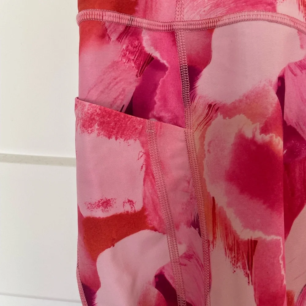 Athleta Pink and White Capri Leggings - Picture 3 of 4